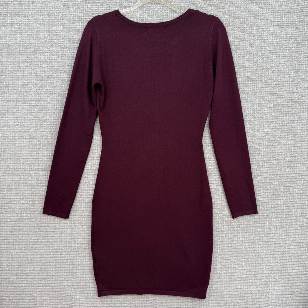 SAY WHAT? Womens Sweater Dress Burgundy Studded Geometric Long Sleeve Sz M Party - Picture 2 of 13